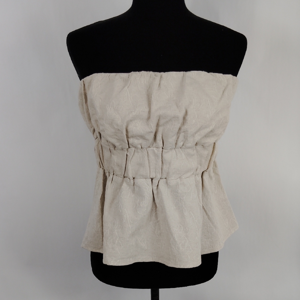 Lena Peplum Linen Blend Tube Top